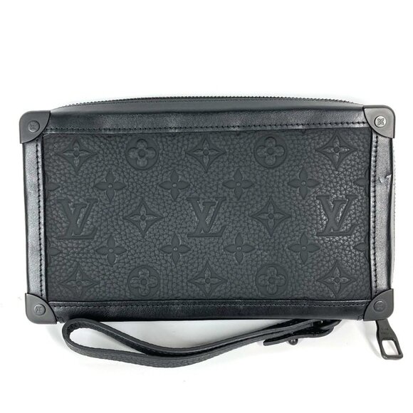 LOUIS VUITTON Black Monogram Leather Pouch - Picture 1 of 16